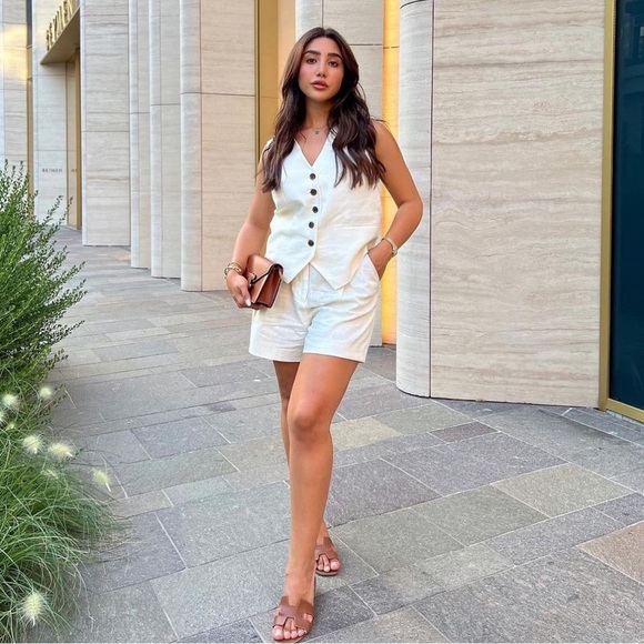 New Zara High Rise Linen Blend Shorts Size M - Picture 9 of 9